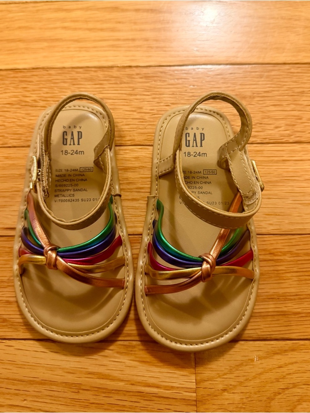 GAP Gold Toddler Sandals with Rainbow Straps
